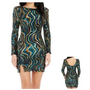 “Nathalia” Dress The Population Multi-color Sequin Cocktail Mini  Dress NWT